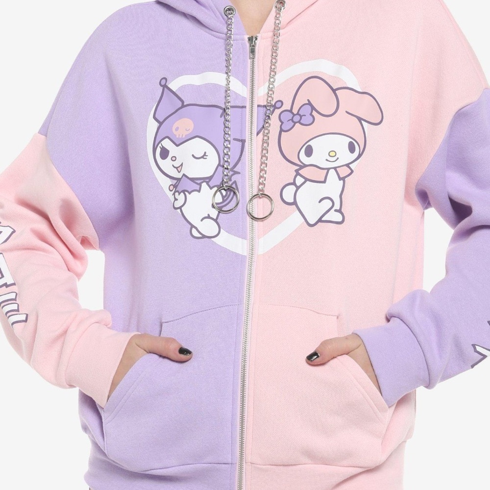 Hot Topic My Melody & Kuromi Pastel Split Girls Hoodie